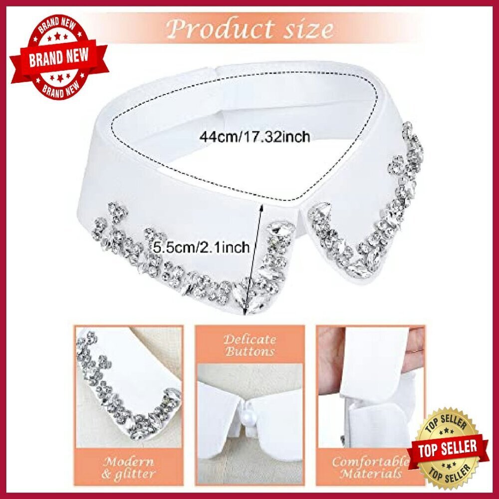 6-Piece Detachable Rhinestone Faux Collar Set for Women, One Size - Picture 3 of 8
